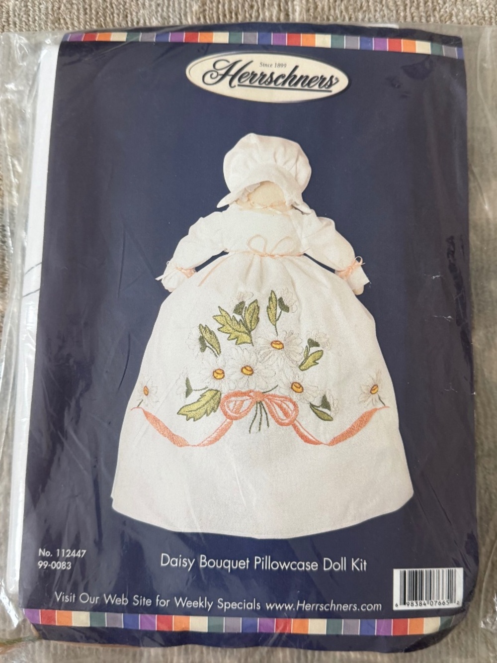 Daisy Bouquet Pillowcase Doll Cross Stitch Embroidery Craft Kit Herrschners